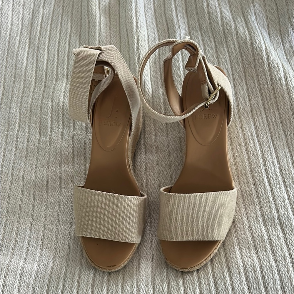 J. Crew Cream Espadrilles with Ankle Strap